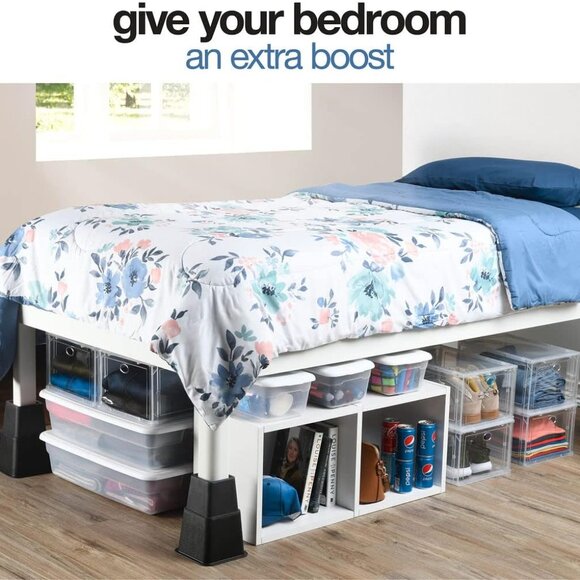 Adjustable Bed Risers - Elevation in 3, 5 or 8 Inch - Heavy Duty Stackable Furni - Picture 4 of 8